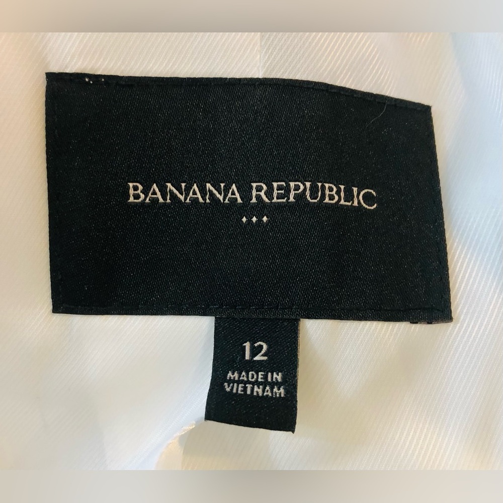 Banana Republic Blazer 12 White Double Breasted Gold Button Career Cotton Jacket - Picture 14 of 16